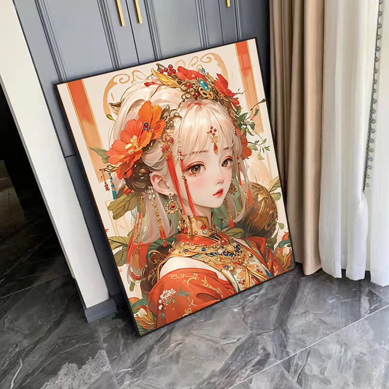 唯美花神钻石画满钻带框治愈系小件客厅卧室2023新款手工diy贴砖