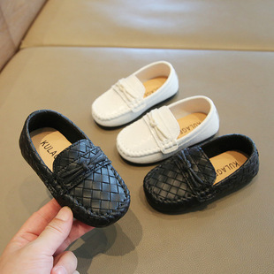 韩版儿童休闲鞋2025春秋新款一脚蹬乐福鞋中小童男童缝包豆豆鞋潮