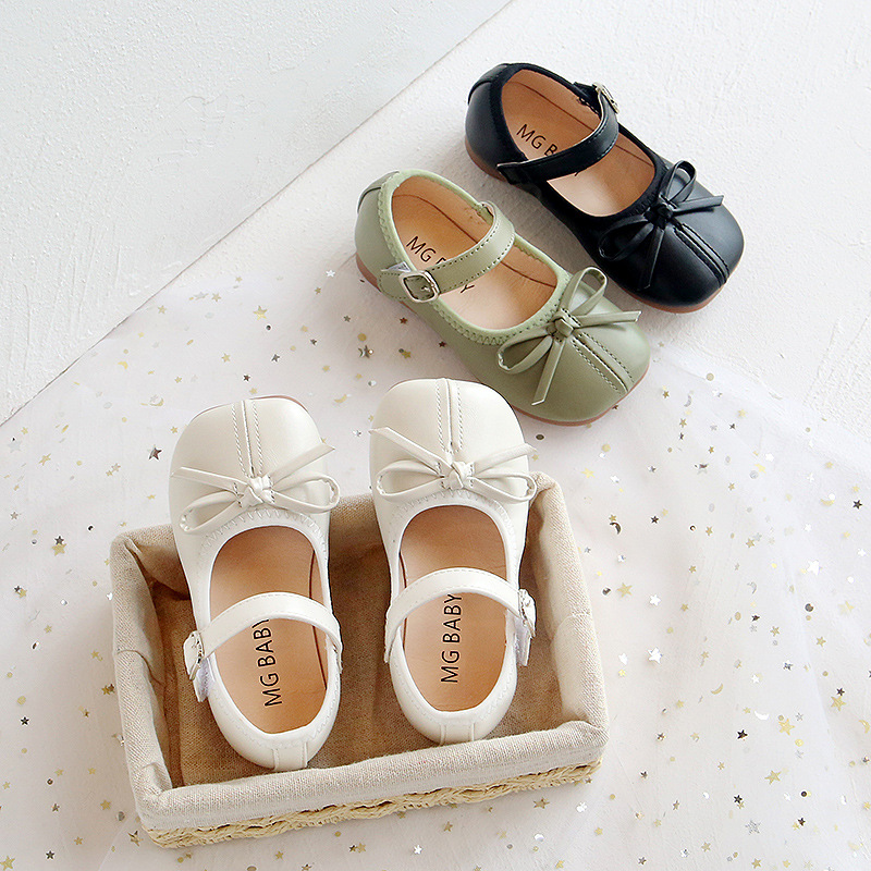 蝴蝶結寶寶軟底小女孩公主皮鞋