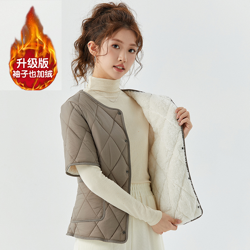 加绒加厚羽绒棉短款背心修身舒适