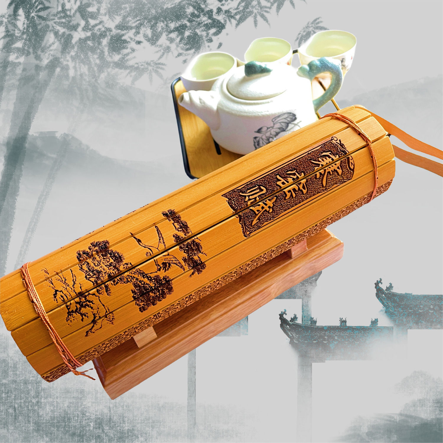 寒窑赋仿古古风竹简礼品装饰道具收藏摆件雕刻中式儿童