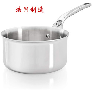 100%法国原装进口DE BUYER亲和全不锈钢奶锅汤锅炖锅煮锅砂9-20cm