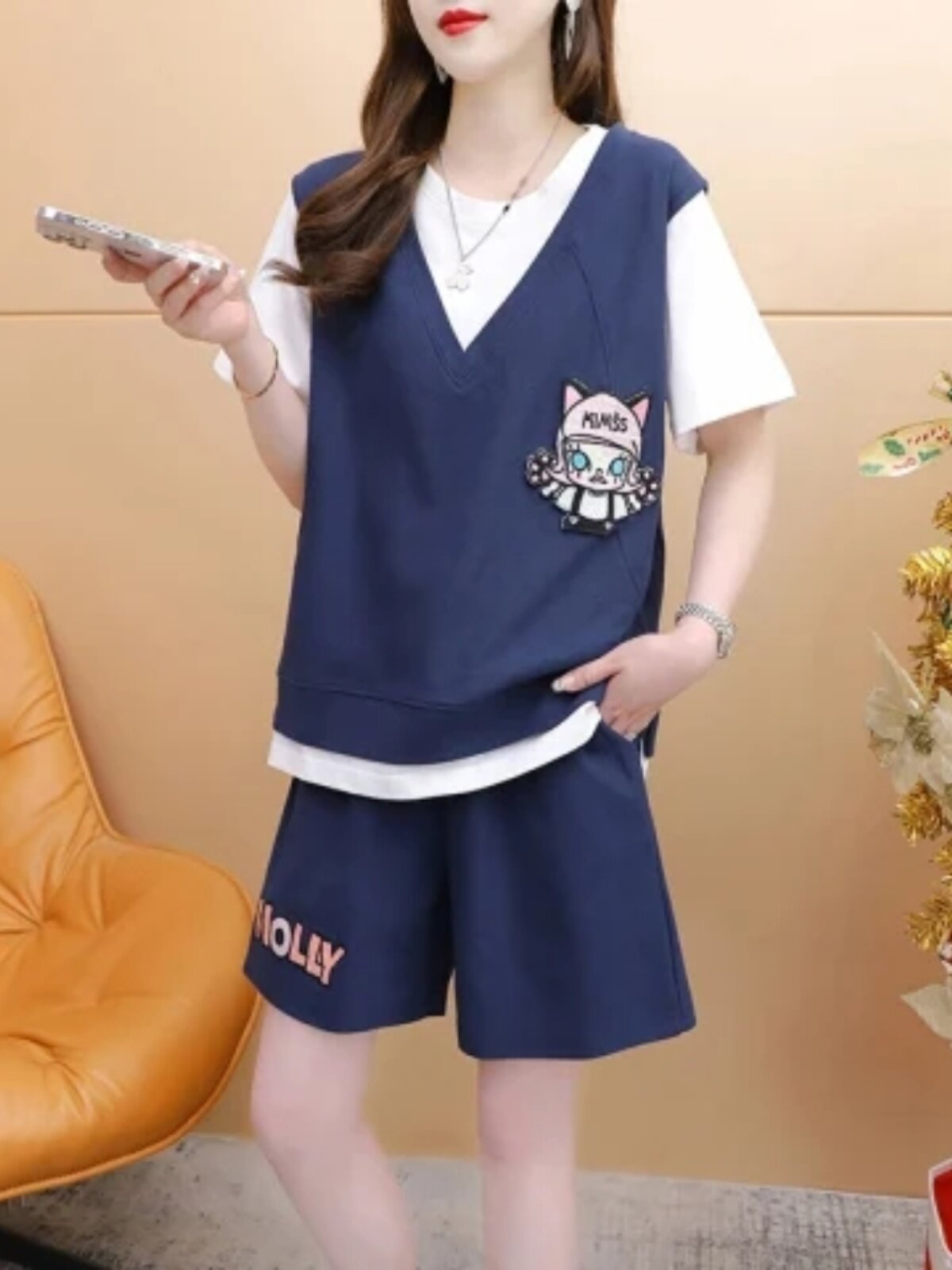 纯棉韩版宽松休闲运动服套装女2025新款夏网红短袖短裤T恤两件套