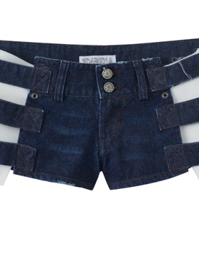 解构牛仔热裤女低腰短裤做旧水洗牛仔面料口袋印花Vol.1Agterlifd