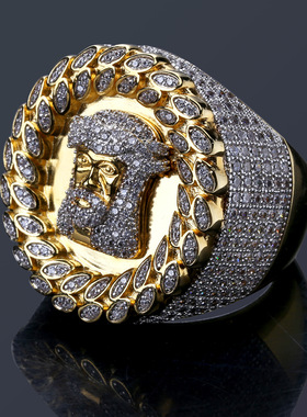 欧美大牌头像男士戒指个性微镶