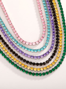 爆款TennisChain彩色锆石网球链