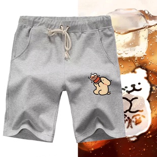 可定制五分裤休闲运动短裤夏男马尔济斯线条小狗联名印花卡通可爱