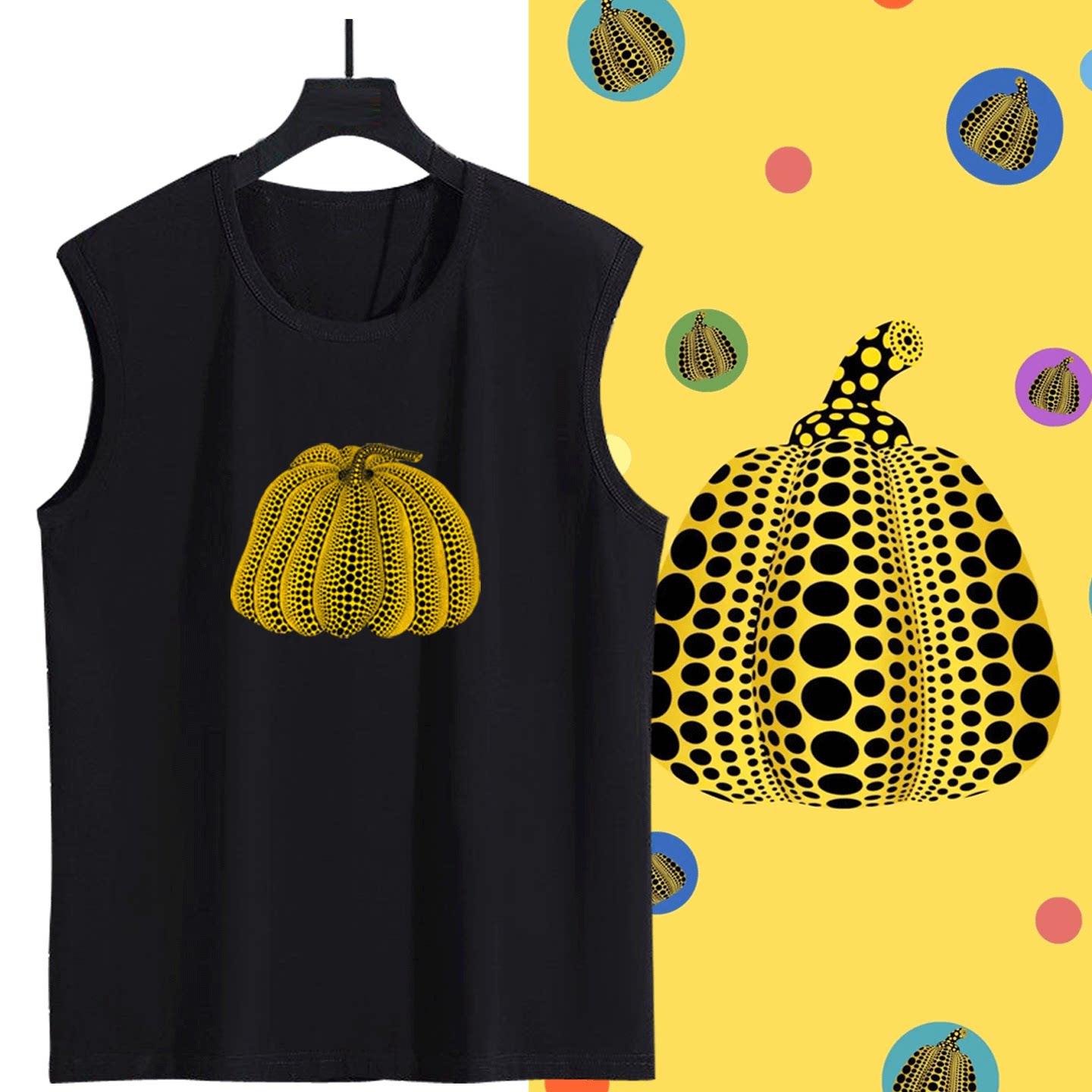 男女2026情侣定制无袖背心T恤衫日本艺术家草间弥生波点南瓜名画