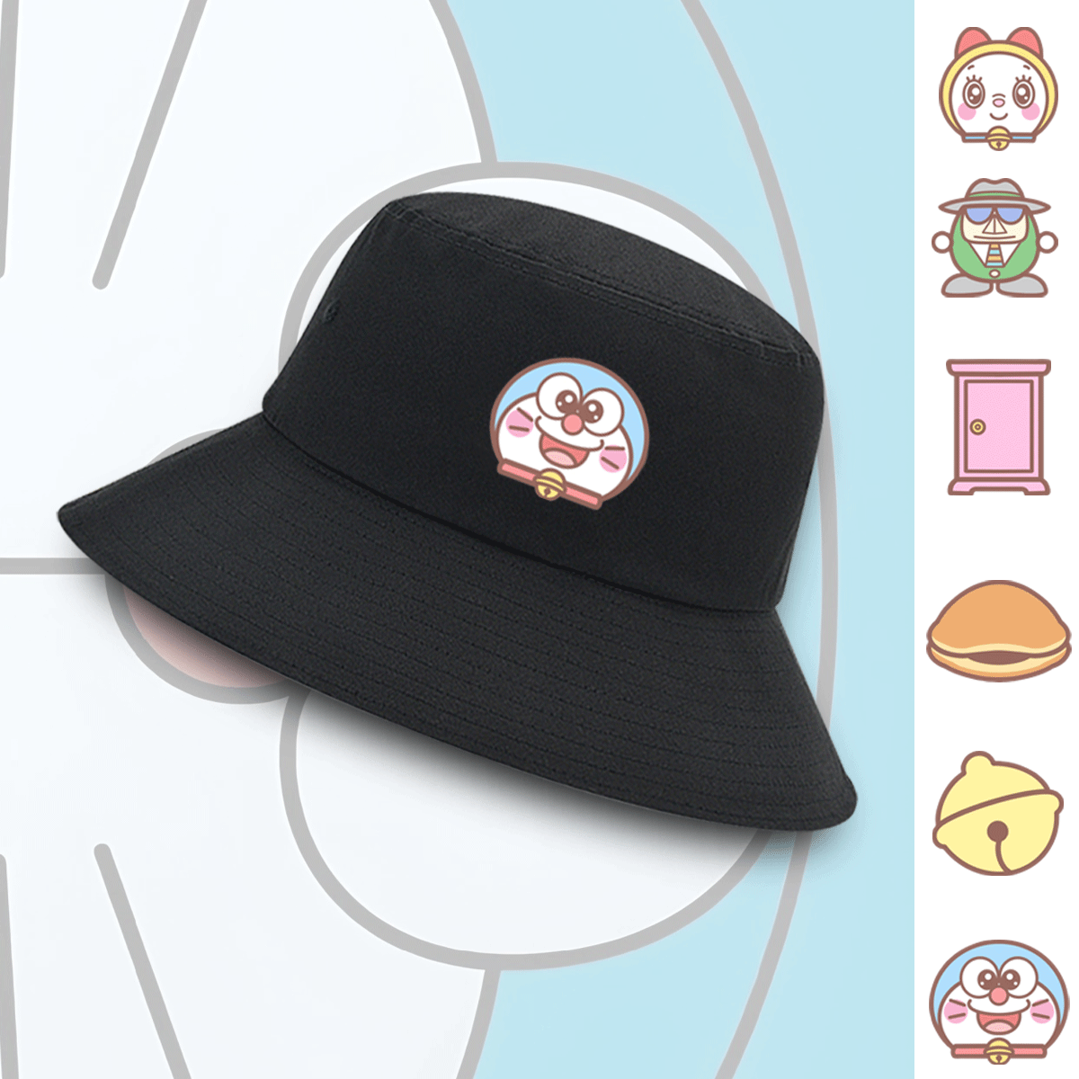 哆啦梦机器猫潮流休闲男女情侣小叮当百搭休闲定制盆帽防晒渔夫帽