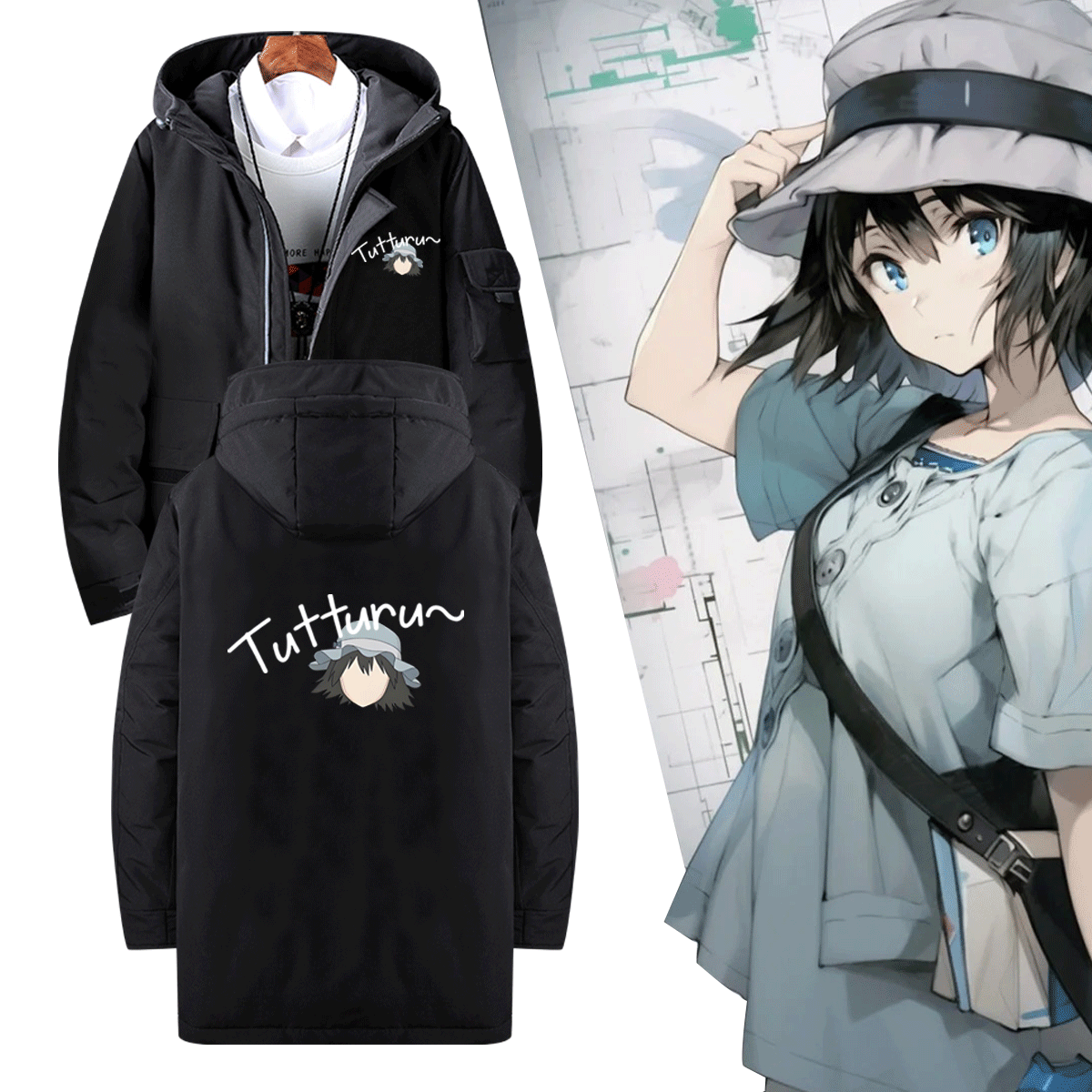 男二次元秋冬定制中长款羽绒服