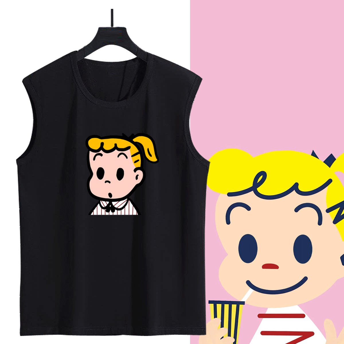 原田治卡通周边二次元百搭情侣男女纯棉二次元定制T恤衫无袖背心