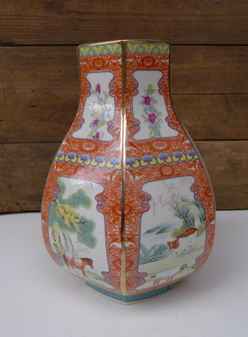 仿古陶瓷花瓶 清乾隆雍正珐琅彩客厅书房生肖摆件 粉彩花鸟葫芦