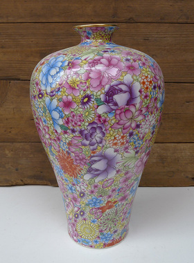 仿古陶瓷花瓶 清乾隆雍正珐琅彩粉彩万花客厅桌面古典宫廷摆件罐