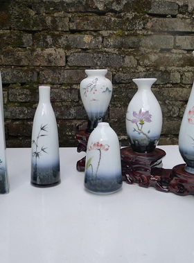 景德镇迷你插花小花瓶摆件 纯手工手绘花器桌面玄关床头摆设装饰