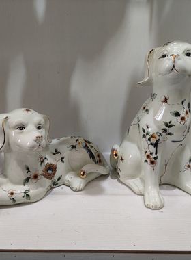 家居摆件 陶瓷狗动物存钱摆设 田园宠物桌面对猫情侣猫对狗小狗