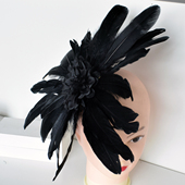 哥特式 黑色羽毛花朵头饰新娘婚礼表演舞会角色扮演发饰