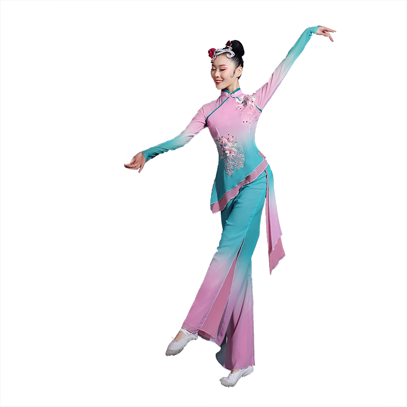 古典舞蹈服女飘逸中国风显瘦新款成人广场舞秧歌服艺考演出服装