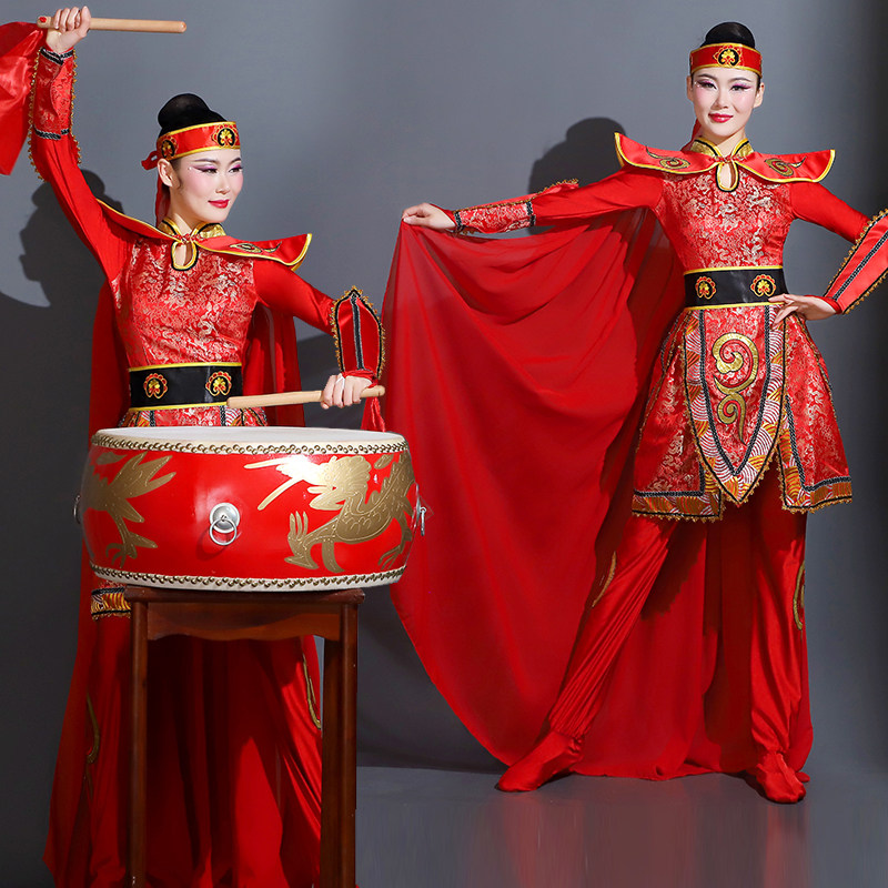 打鼓服现代开场舞蹈服女新款中国风威风锣鼓队打鼓演出服装领队