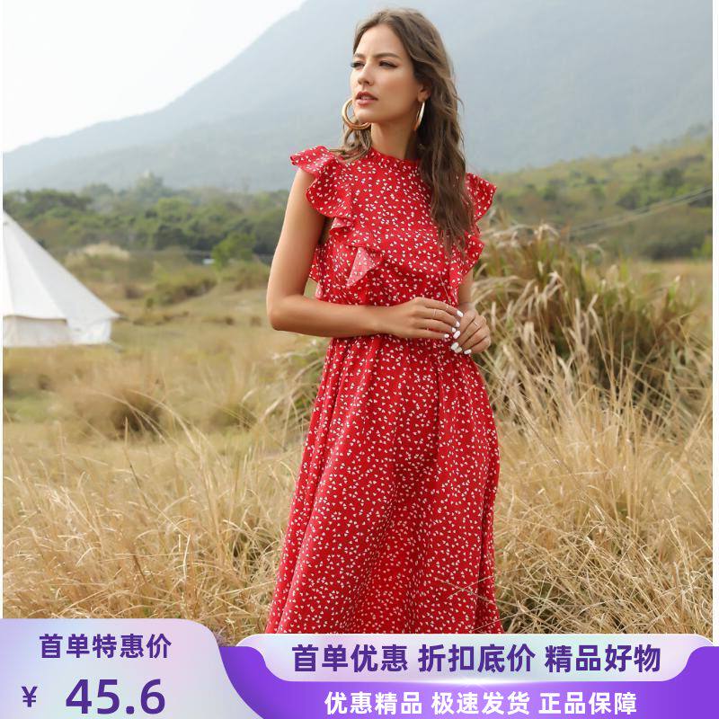 新款小个子中长裙波点夏季雪纺裙