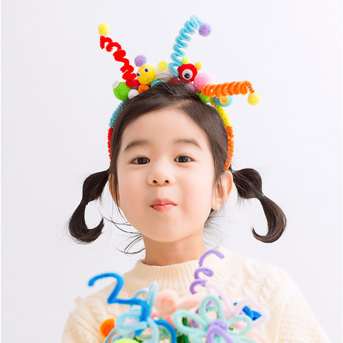 拍照头饰成品扭扭棒发箍发卡五彩