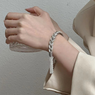 一禅兄银春春饰品 千丝万缕编制麻花箭头皮绳手链子脏辫手链复古