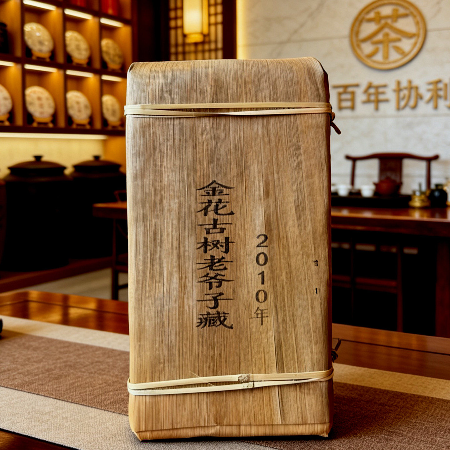 彩程五代茶匠百年协利号2010年1千克古树金花生茶 菌香陈年普洱茶