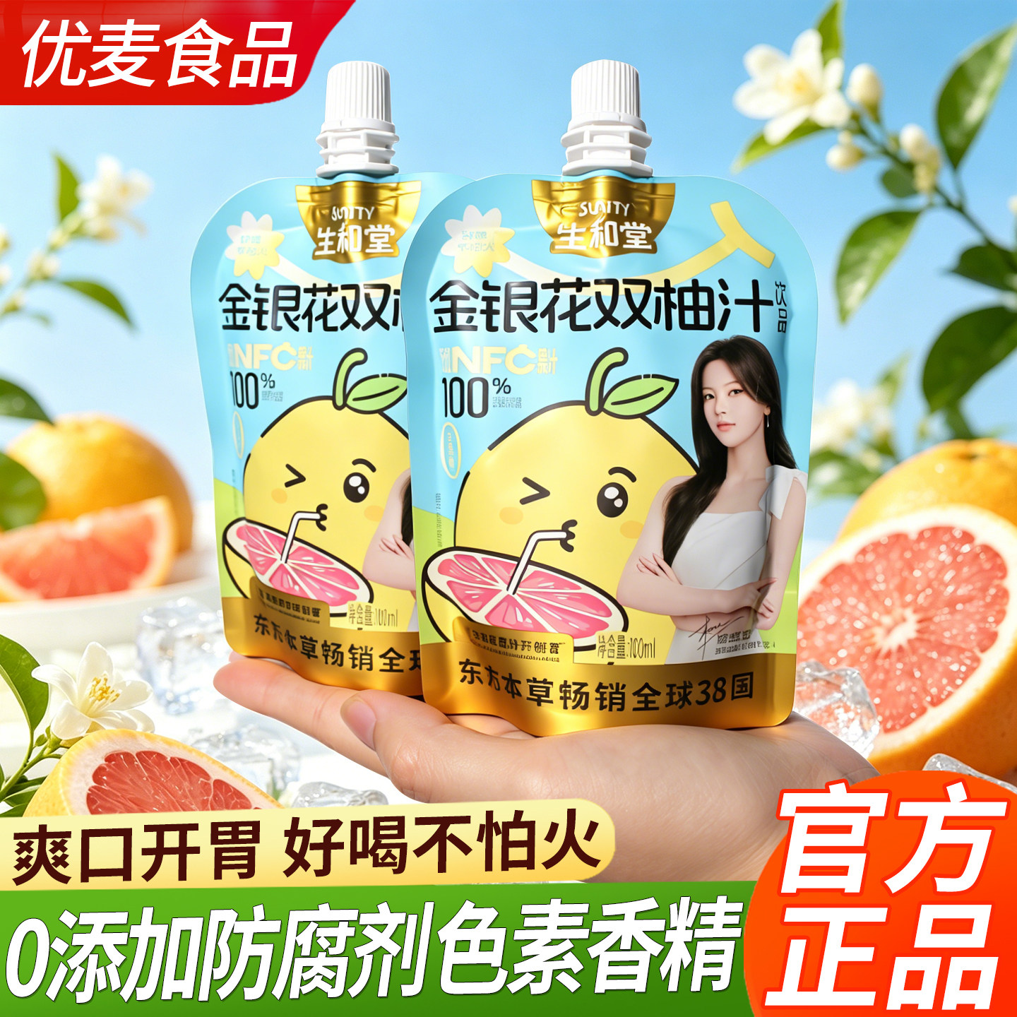 生和堂金银花双柚汁金樱花柚子汁苹果山楂果汁饮料儿童整箱批特价