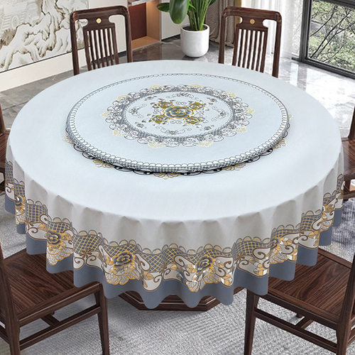 圆桌布防水防烫防油免洗 pvc塑料酒店台布家用八仙桌餐桌布转盘