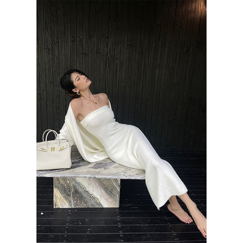 抹胸连衣裙毛衣开衫女套装