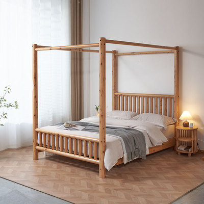 双人床实木床四柱床原始柏木