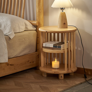 实木床头柜家用卧室简约现代卧室柏木床柜边几主卧小型床头置物架