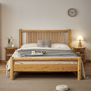 柏木床双人床家用全实木床新款四川硬板床实木床家具柏木原木床