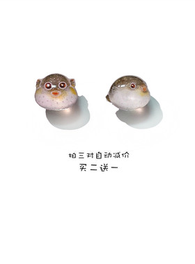 耳钉个性河豚原创可爱