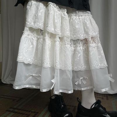 大裙摆天使刺绣蕾丝长半裙