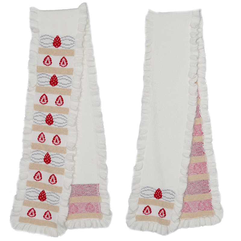 thumbnail for daytoday Everyday Institute Happy Birthday Creamy Strawberry Cake Jacquard Cute Mohair Scarf