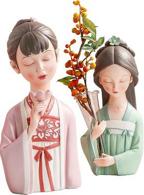 中式古风少女摆件汉服女孩手办