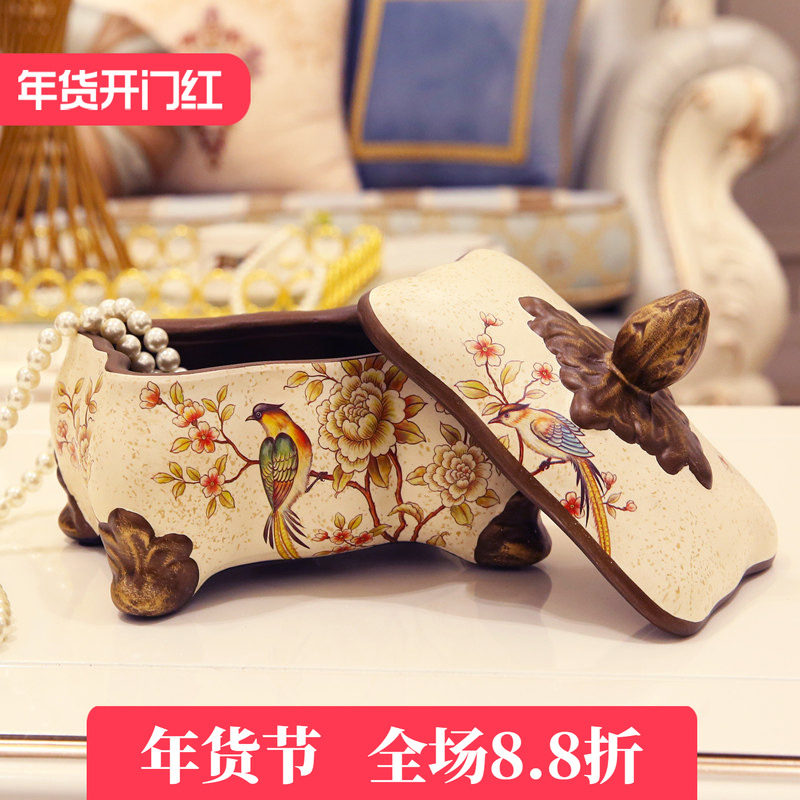 花狐狸欧式田园复古陶瓷首饰盒摆件家居装饰首饰项链小物件收纳盒,家居饰品,饰品盒,淘宝优惠券,粉丝福利购,淘宝优惠卷