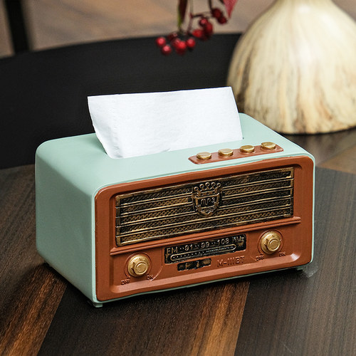 花狐狸复古收音机纸巾盒