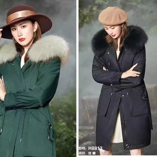 羽绒服女中长脱卸款加厚九成品外壳不含毛领