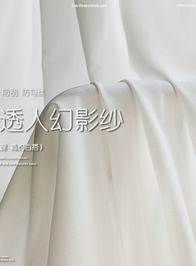 白色纱帘透光不透人窗纱卧室客厅窗帘幻影纱阳台防晒白纱2024新款