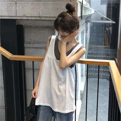 Real shot real price ~ Korean version loose fake two pieces with inside and outside vest for women