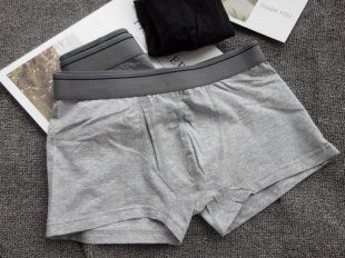 透气吸汗性感青年宽松四角裤 平角大码 棉质中腰前开口 纯棉内裤 男士