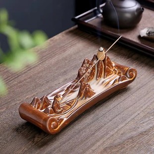 创意钓鱼翁香薰炉陶瓷家用室内沉香檀香线香托三用香插香座底座