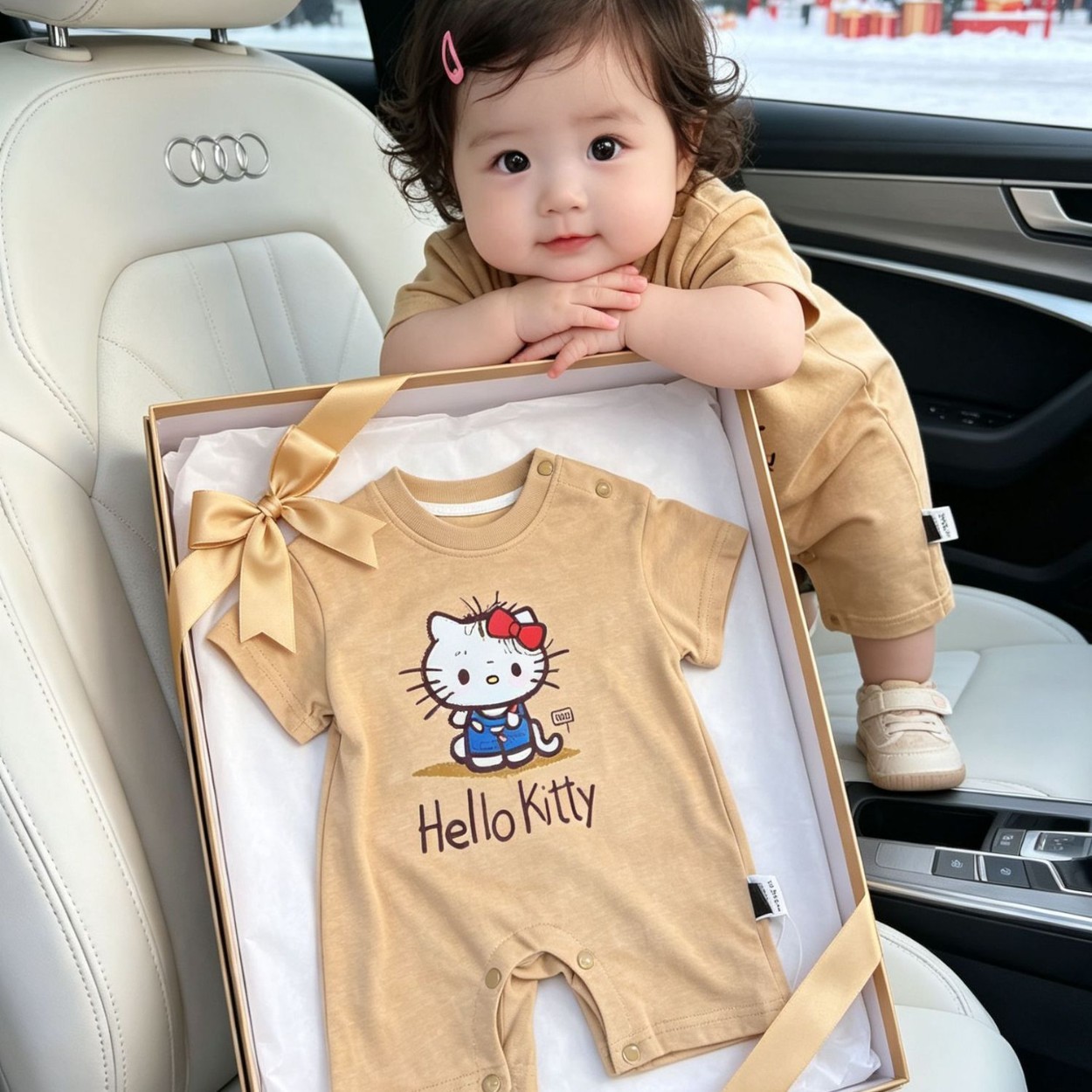 HelloKitt婴儿纯棉短袖连体衣