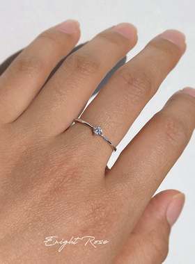 925纯银小单钻戒指锆石戒子指环