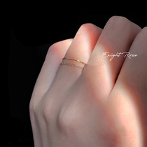 巨细14k包金食指戒尾戒不掉色纯银链条戒指钛钢素圈指环0.5mm