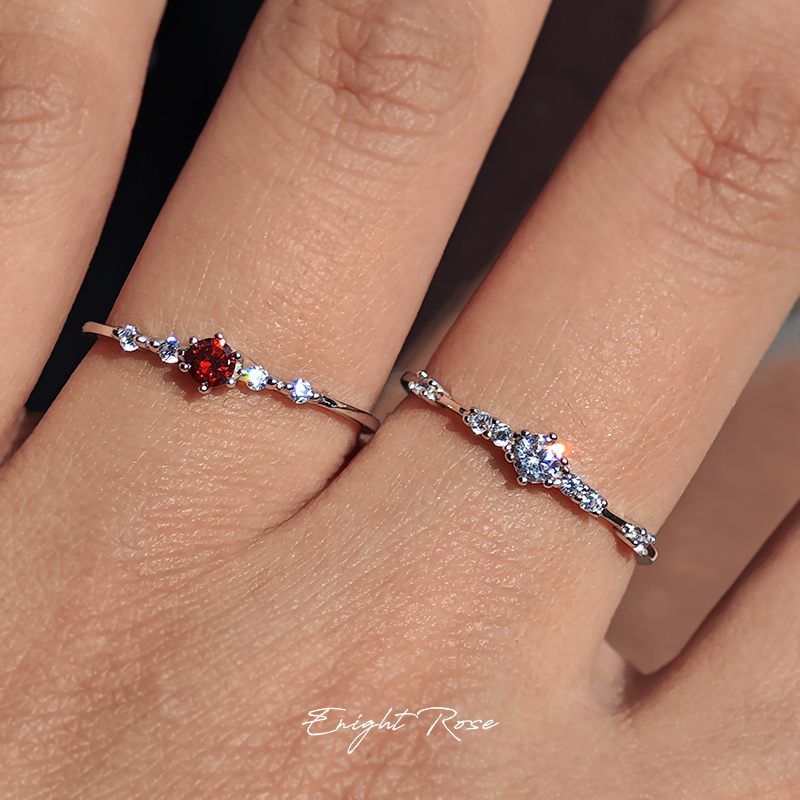 S925纯银精致小细钻六爪戒指叠戴