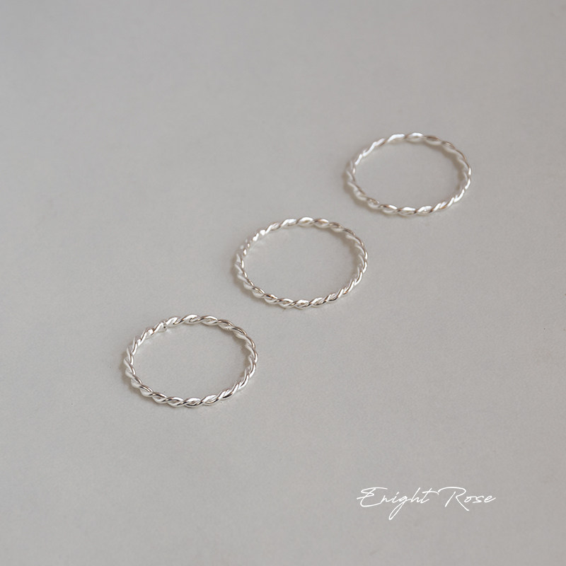 基础款925纯银素圈小麻花细戒指ins冷淡风食指戒关节戒不掉色尾戒