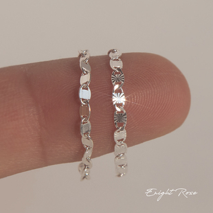 Enight Rose 925纯银意大利复古太阳花链条戒指小众设计感软戒女