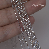 Enight Rose意大利切面珠镭射珠925纯银项链女闪珠链男锁骨链素链